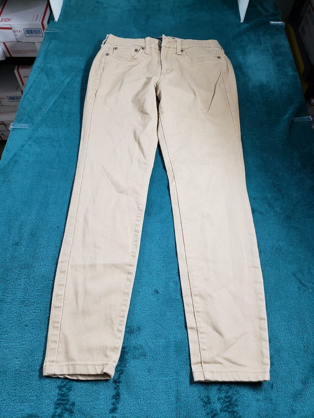 Aeropostale Jeans Size 4 Women Beige Pants Stretch Dark High Rise Jegging